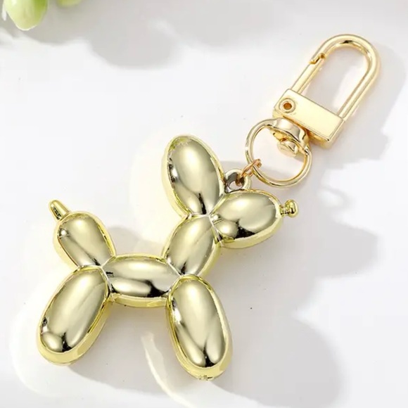 Gold Balloon Dog Bag Charm Keychain - Picture 4 of 11